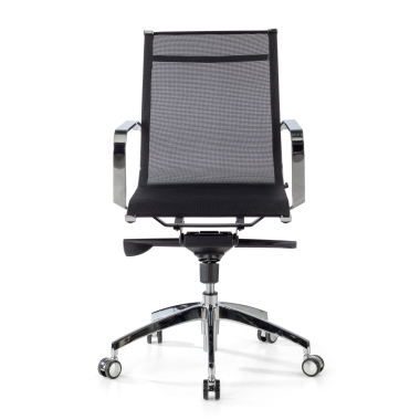 sillon de oficina negro estructura cromada red malla brazos fijos 3