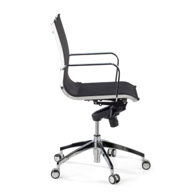 sillon de oficina negro estructura cromada red malla brazos fijos 4