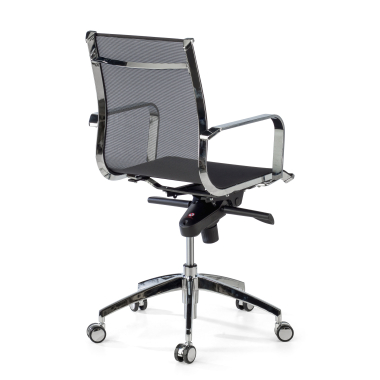 sillon de oficina negro estructura cromada red malla brazos fijos 5