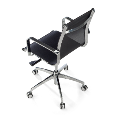 sillon de oficina negro estructura cromada red malla brazos fijos 7