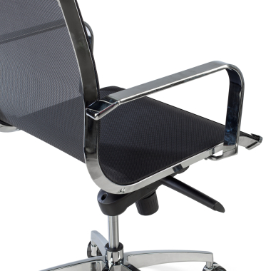 sillon de oficina negro estructura cromada red malla brazos fijos 8
