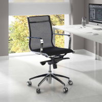 Sillón oficina diseño Brenton en red, respaldo bajo