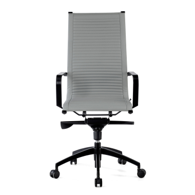 silla de oficina gris estructura negra ecopiel piel sintetica brazos fijos 3