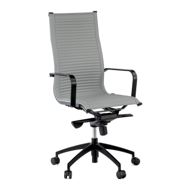 silla de oficina gris estructura negra ecopiel piel sintetica brazos fijos 1