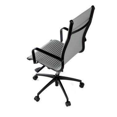 silla de oficina gris estructura negra ecopiel piel sintetica brazos fijos 7