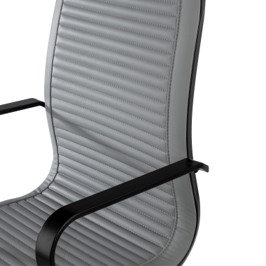 silla de oficina gris estructura negra ecopiel piel sintetica brazos fijos 5