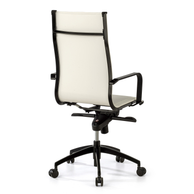 silla de oficina blanco estructura negra ecopiel piel sintetica brazos fijos 7