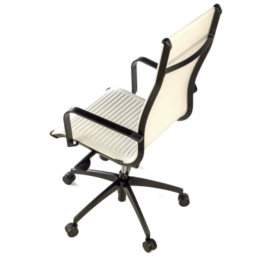 silla de oficina blanco estructura negra ecopiel piel sintetica brazos fijos 9