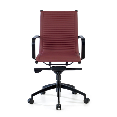 sillon de oficina rojo estructura negra ecopiel piel sintetica brazos fijos 3