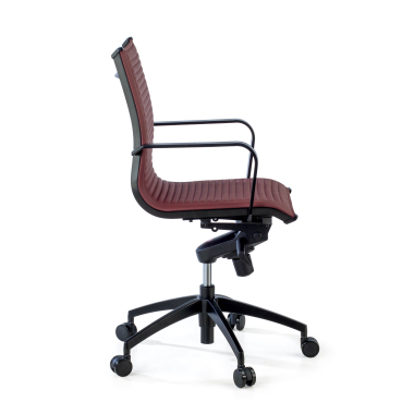 sillon de oficina rojo estructura negra ecopiel piel sintetica brazos fijos 4