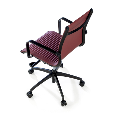 sillon de oficina rojo estructura negra ecopiel piel sintetica brazos fijos 7