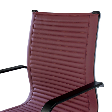 sillon de oficina rojo estructura negra ecopiel piel sintetica brazos fijos 5
