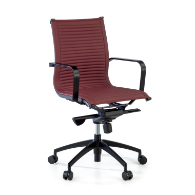 sillon de oficina rojo estructura negra ecopiel piel sintetica brazos fijos 1