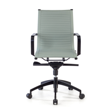 sillon de oficina gris estructura negra ecopiel piel sintetica brazos fijos 3