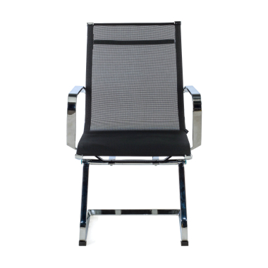silla confidente negro estructura cromada red malla brazos fijos 3