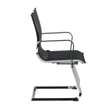 silla confidente negro estructura cromada red malla brazos fijos 4