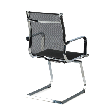 silla confidente negro estructura cromada red malla brazos fijos 8