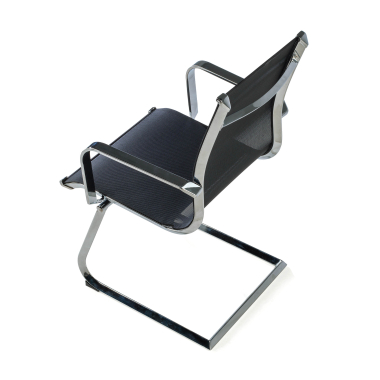 silla confidente negro estructura cromada red malla brazos fijos 7