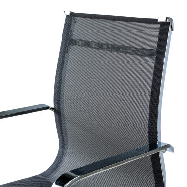 silla confidente negro estructura cromada red malla brazos fijos 6