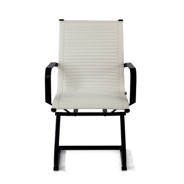 silla confidente blanco estructura negra ecopiel piel sintetica brazos fijos 3