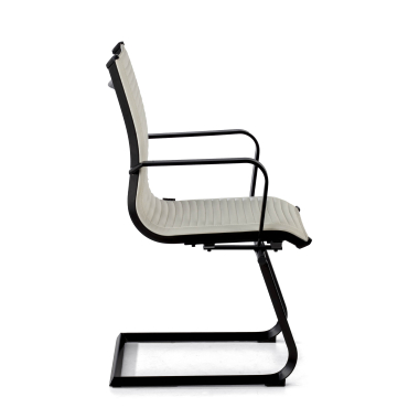 silla confidente blanco estructura negra ecopiel piel sintetica brazos fijos 4