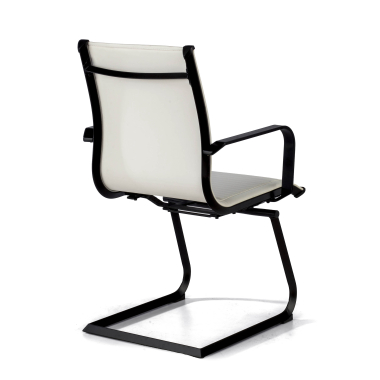 silla confidente blanco estructura negra ecopiel piel sintetica brazos fijos 9