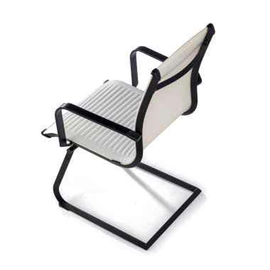 silla confidente blanco estructura negra ecopiel piel sintetica brazos fijos 8
