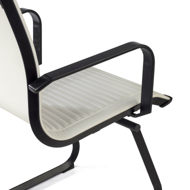 silla confidente blanco estructura negra ecopiel piel sintetica brazos fijos 6
