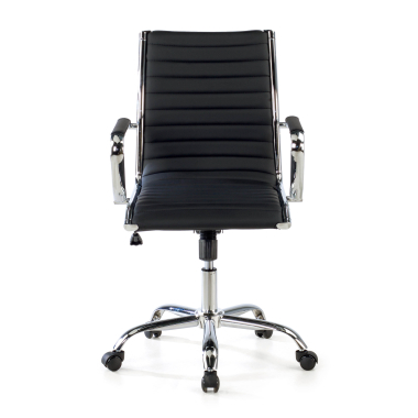 silla de oficina negro respaldo bajo piel sintetica brazos fijos 3