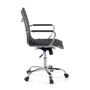 silla de oficina negro respaldo bajo piel sintetica brazos fijos 4