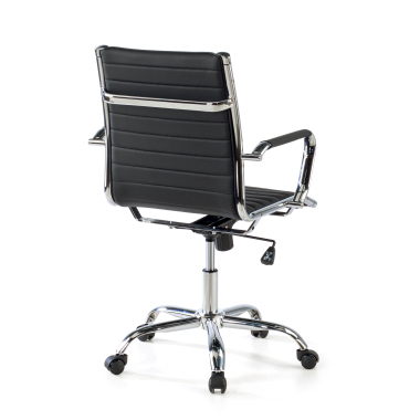 silla de oficina negro respaldo bajo piel sintetica brazos fijos 9