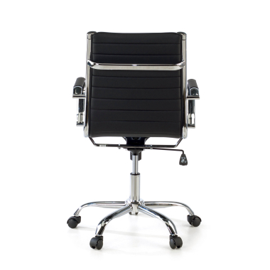 silla de oficina negro respaldo bajo piel sintetica brazos fijos 6