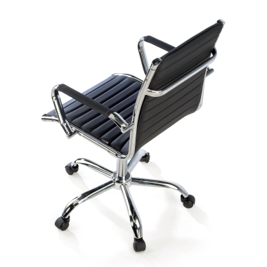 silla de oficina negro respaldo bajo piel sintetica brazos fijos 8