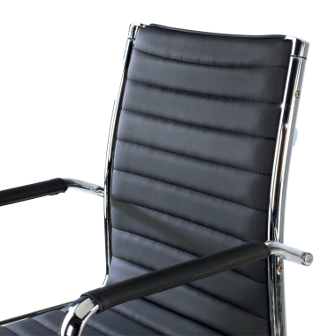 silla de oficina negro respaldo bajo piel sintetica brazos fijos 7