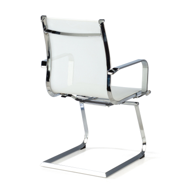 silla confidente blanco estructura cromada red malla brazos fijos 8