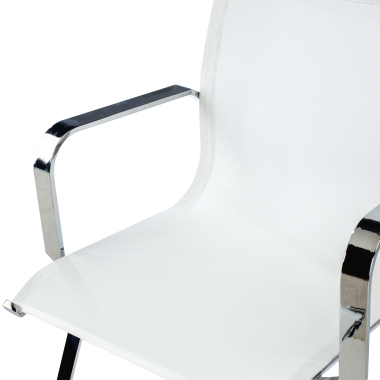 silla confidente blanco estructura cromada red malla brazos fijos 5