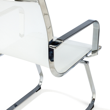silla confidente blanco estructura cromada red malla brazos fijos 6