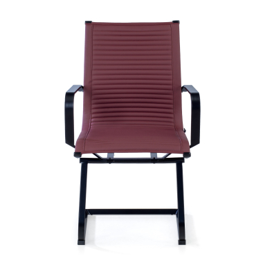 silla confidente rojo estructura negra ecopiel piel sintetica brazos fijos 3