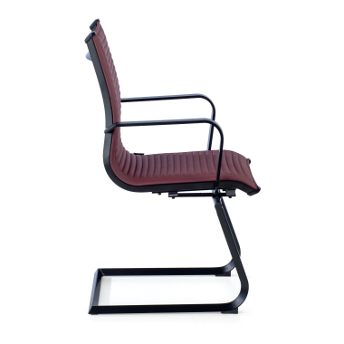 silla confidente rojo estructura negra ecopiel piel sintetica brazos fijos 4