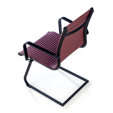 silla confidente rojo estructura negra ecopiel piel sintetica brazos fijos 7