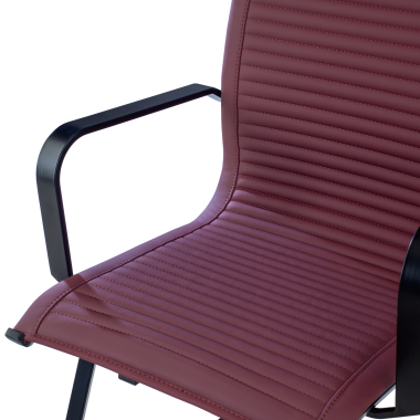 silla confidente rojo estructura negra ecopiel piel sintetica brazos fijos 8