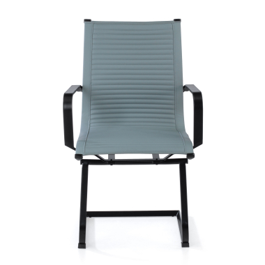 silla confidente gris estructura negra ecopiel piel sintetica brazos fijos 3