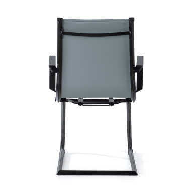 silla confidente gris estructura negra ecopiel piel sintetica brazos fijos 9