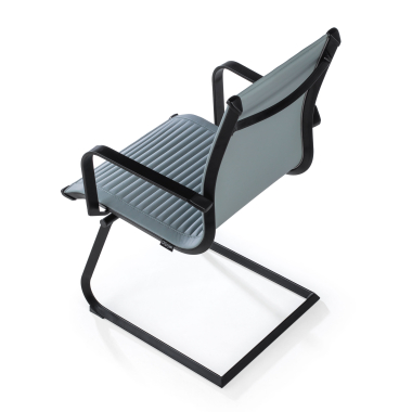 silla confidente gris estructura negra ecopiel piel sintetica brazos fijos 7
