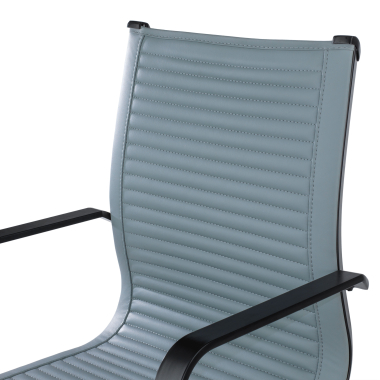 silla confidente gris estructura negra ecopiel piel sintetica brazos fijos 8