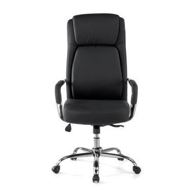 sillon de oficina negro deluxe piel sintetica brazos tapizados 3