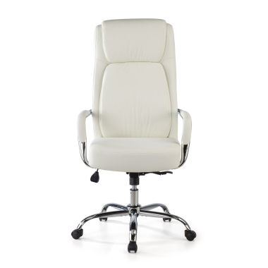 sillon de oficina blanco deluxe piel sintetica brazos tapizados 3