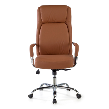 sillon de oficina marron deluxe piel sintetica brazos tapizados 3