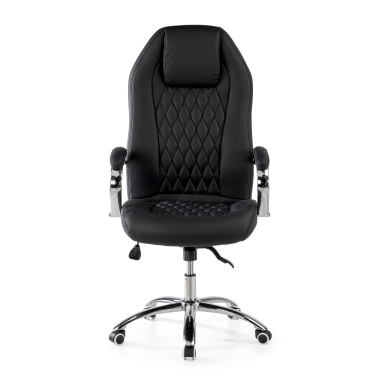sillon de oficina negro pioneer piel sintetica brazos tapizados 3