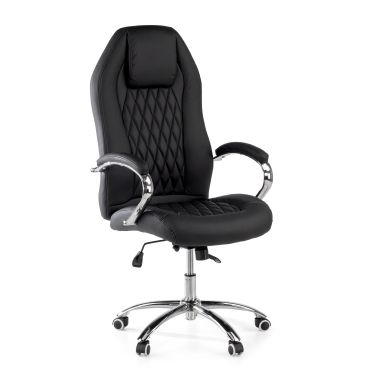 sillon de oficina negro pioneer piel sintetica brazos tapizados 1